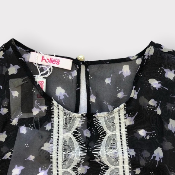 BLUGIRL FOLIES, Silk Chiffon Lace Trim Blouse with Inner Cami, Size 8 - Picture 15 of 16